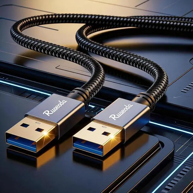 Alt view image 8 of 11 - USB to USB Cable 1.5 ft USB 3.0 Male to Male Type A to Type A Double Sided USB Cord for Data Transfer Compatible with Hard Drive Laptop DVD Player TV USB 3.0 Hub Monitor and More