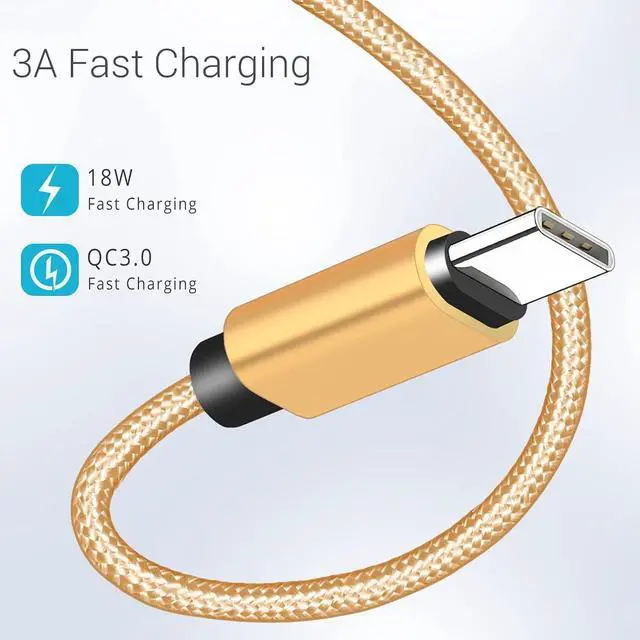 Alt view image 9 of 14 - USB C Cable 1ft 4-Pack 3A Fast Charging USB A to USB C Cord Nylon Braided Compatible with Galaxy A10e A20 A20S A51 S20 S10 S9 S8 Note 10 9 8 Moto G7 G8 Pixel 3 V30