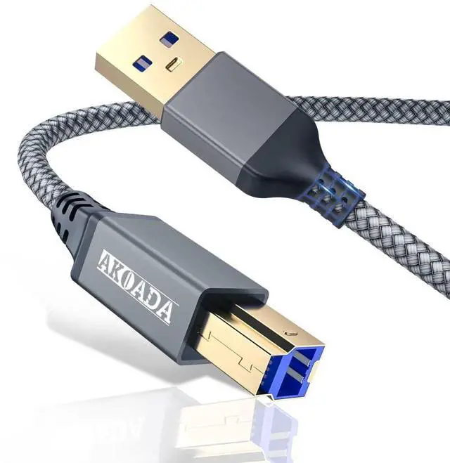 Alt view image 8 of 11 - USB 3.0 Cable (10FT) Durable Nylon Braided USB A to USB B Cable Compatible with Printers Monitor Docking Station External Hard Drivers Hub and More Devices(Grey)