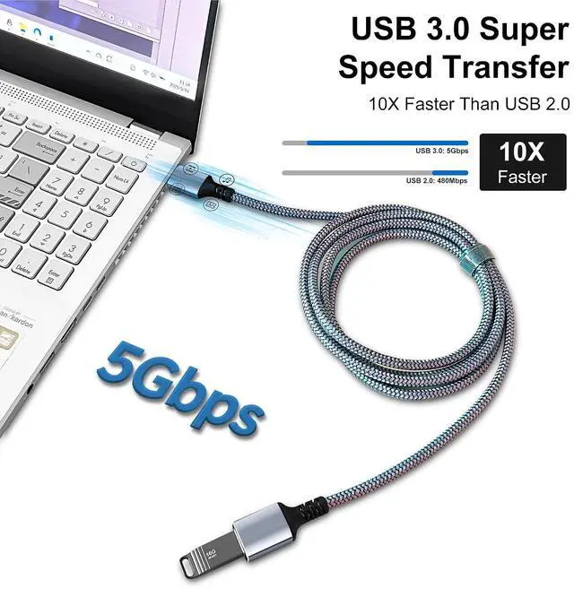 Alt view image 13 of 14 - USB 3.0 Extension Cable 5Ft USB 3.0 High Speed Extender Cord Type A Male to A Female for Xbox USB Hard Drive Card Reader Printer Keyboard (Silver 5Ft)