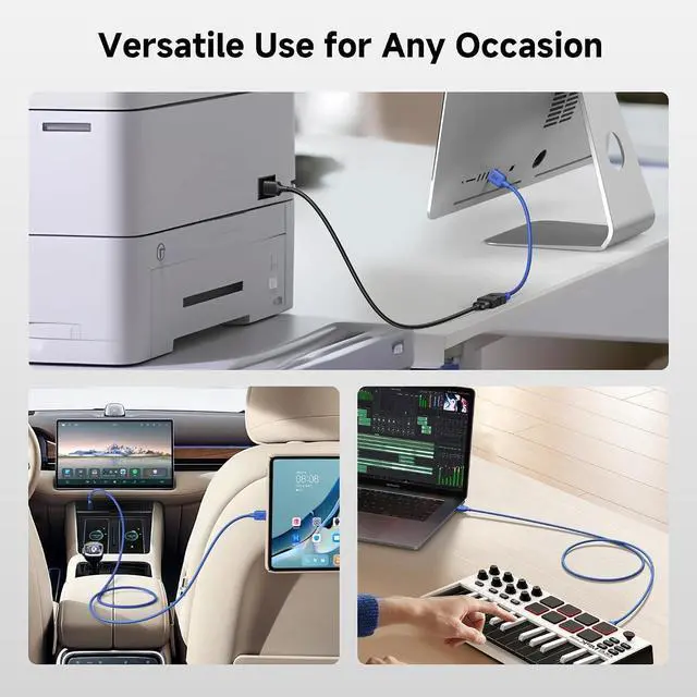 Alt view image 11 of 12 - 2-Pack 5Gbps USB 3.0 Cable - 6ft Male to Male USBA to USBA Cable USB Cord Blue