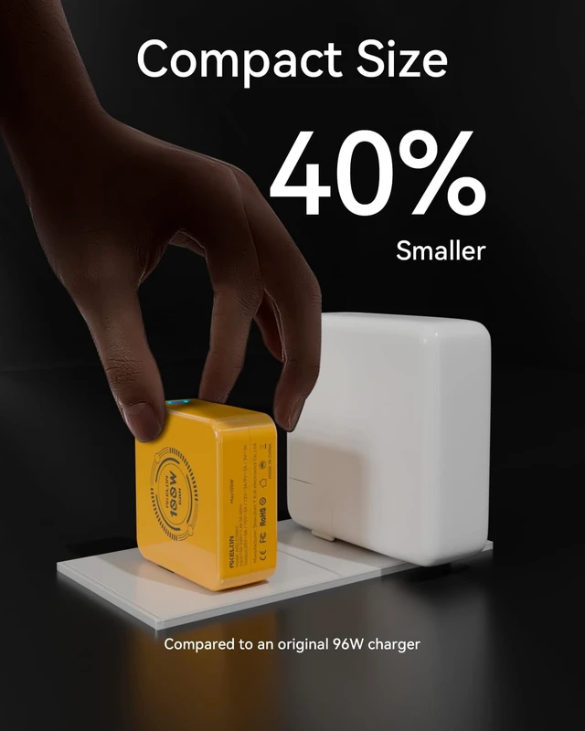 Alt view image 3 of 7 - Mac Book Charger 100W USB C Charger Compact and Foldable Fast Charger for MacBook Air MacBook Pro Galaxy iPad Pro and All Type C Device 6.6ft USB-C Cable Included