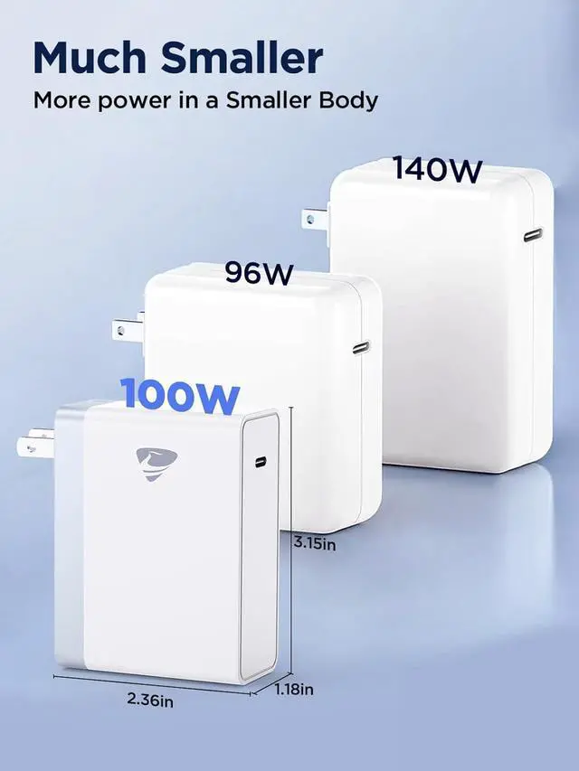 Alt view image 11 of 11 - Mac Book Pro Charger - 100W USB C Charger Fast Charger Block for MacBook Air & MacBook Pro iPad Pro iPhone 16 15 Pro Samsung Galaxy Switch 2 and All Type C Device Include 6.6FT USB C to C Cable