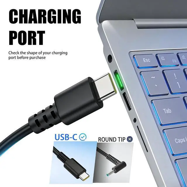 Alt view image 9 of 14 - 65W/45W USB C Laptop Charger Replacement Compatible with Lenovo Thinkpad/Yoga/Chromebook ADLX65YDC2A USB Type C Power Adapter