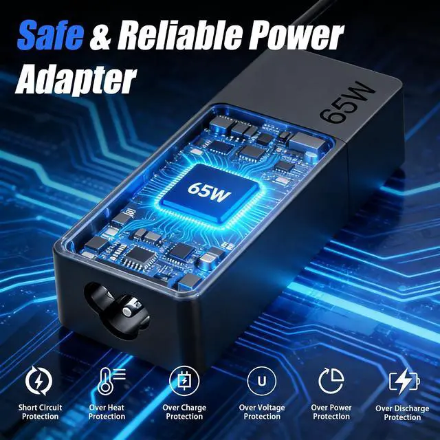 Alt view image 11 of 14 - 65W/45W USB C Laptop Charger Replacement Compatible with Lenovo Thinkpad/Yoga/Chromebook ADLX65YDC2A USB Type C Power Adapter