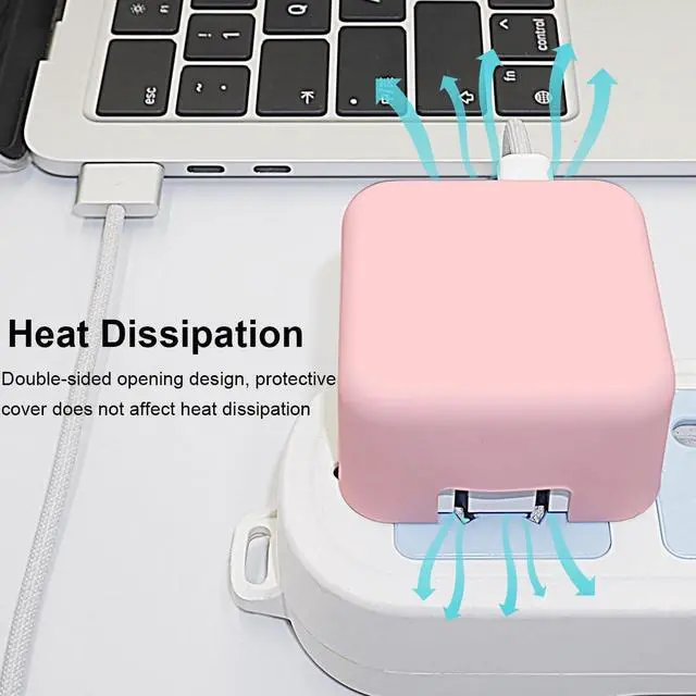 Alt view image 11 of 13 - 35W Dual USB-C Port Soft Silicone Power Adapter Sleeve Case for MacBook Air 13.6/ 15 inch A3240 A3113 A2681 A3241 A3114 A2941 2025-2022 M4 M3 M2 Chip 35W Dual USB-C Port Charger Protective Cover Pink