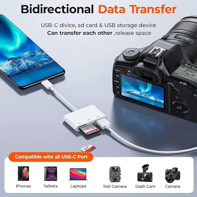 Alt view image 6 of 7 - SD Card Reader for iPhone 17 16 15 3 in 1 SD/Micro SD Memory Card