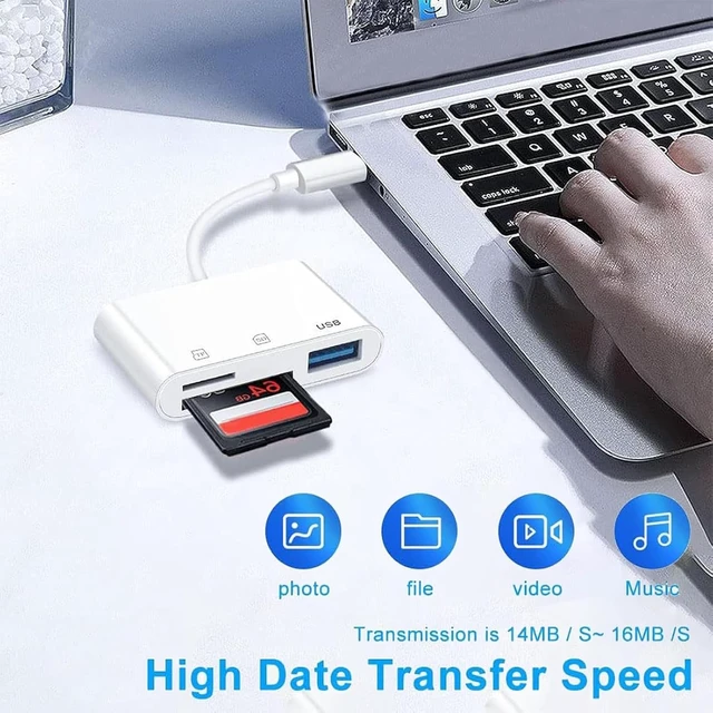 Alt view image 5 of 7 - SD Card Reader for iPhone 17 16 15 3 in 1 SD/Micro SD Memory Card