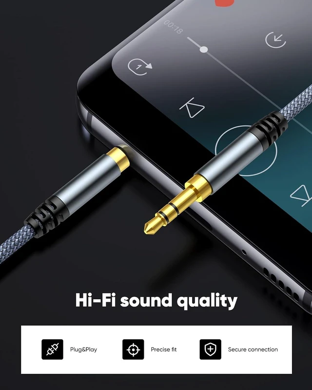 Alt view image 2 of 7 - Aux Cord, 3.5mm Aux Cable Hi-Fi Sound for Headphone Car 4ft/1.2m