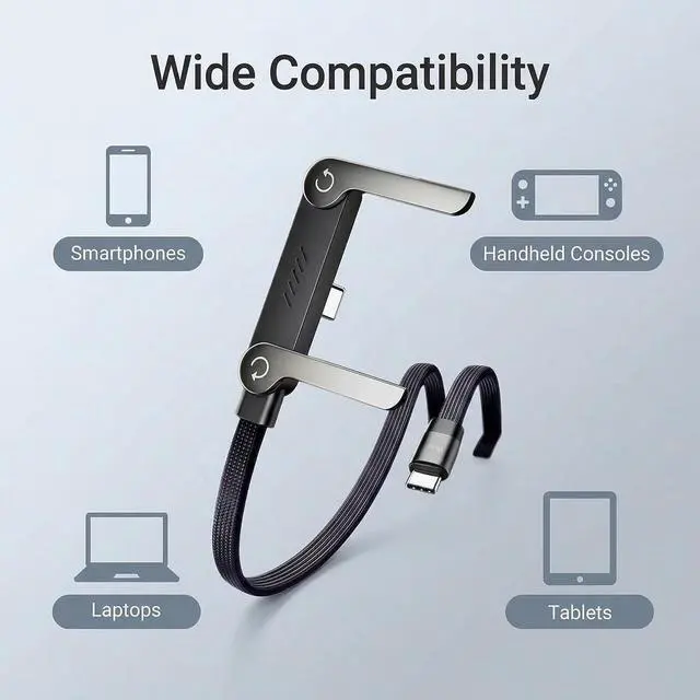 Alt view image 11 of 14 - 2-in-1 Invisible Stand Charger Cable | 240W Super Fast Charging USB-C to USB-C with Foldable Stand Compatible with iPhone & Perfect for Gaming Office & Car Travel