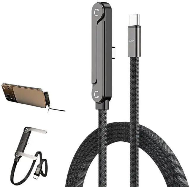 Alt view image 8 of 14 - 2-in-1 Invisible Stand Charger Cable | 240W Super Fast Charging USB-C to USB-C with Foldable Stand Compatible with iPhone & Perfect for Gaming Office & Car Travel