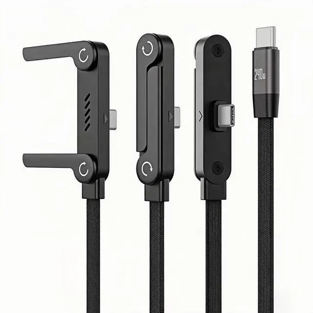 Alt view image 12 of 14 - 2-in-1 Invisible Stand Charger Cable | 240W Super Fast Charging USB-C to USB-C with Foldable Stand Compatible with iPhone & Perfect for Gaming Office & Car Travel