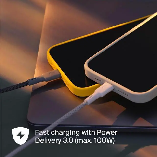 Alt view image 9 of 14 - Chain Nylon Cable 100W USB-C to USB-C USB 3.2 6.5ft Muted Gray