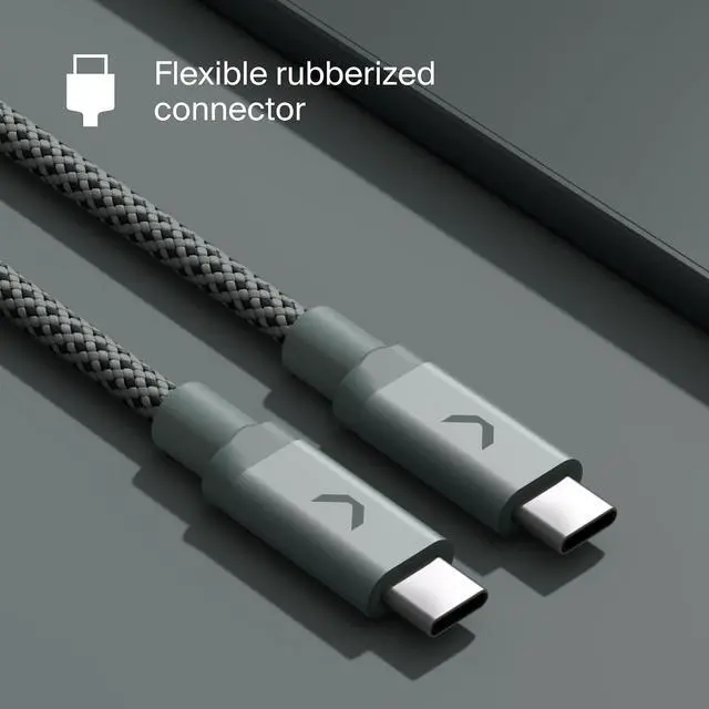 Alt view image 13 of 14 - Chain Nylon Cable 100W USB-C to USB-C USB 3.2 6.5ft Muted Gray