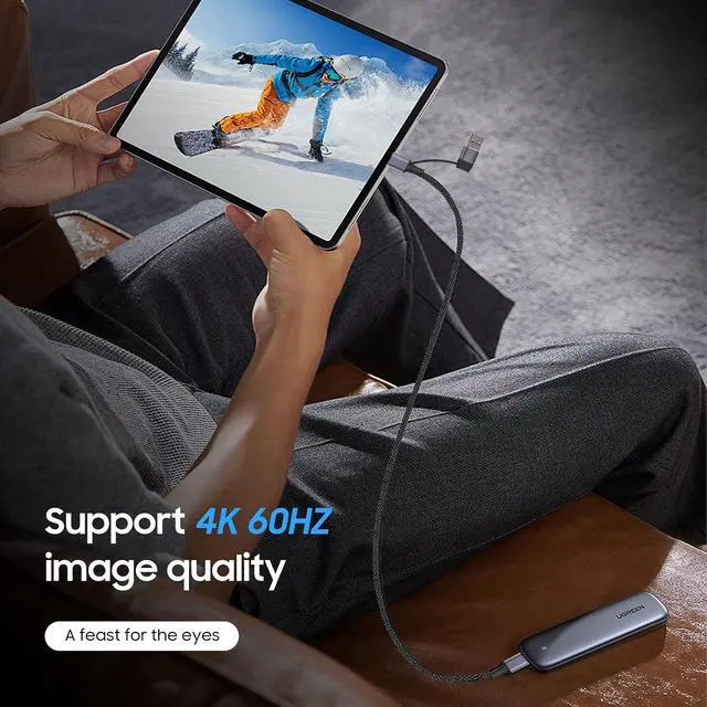 Alt view image 13 of 14 - 2-in-1 USB A/C to C Data Cable 6.6FT 240W Fast Charging 10Gbps Transmission 4K@60Hz Compatible with iPhone 16 15 Laptop iPad Game Console and All Type C Interfaces.