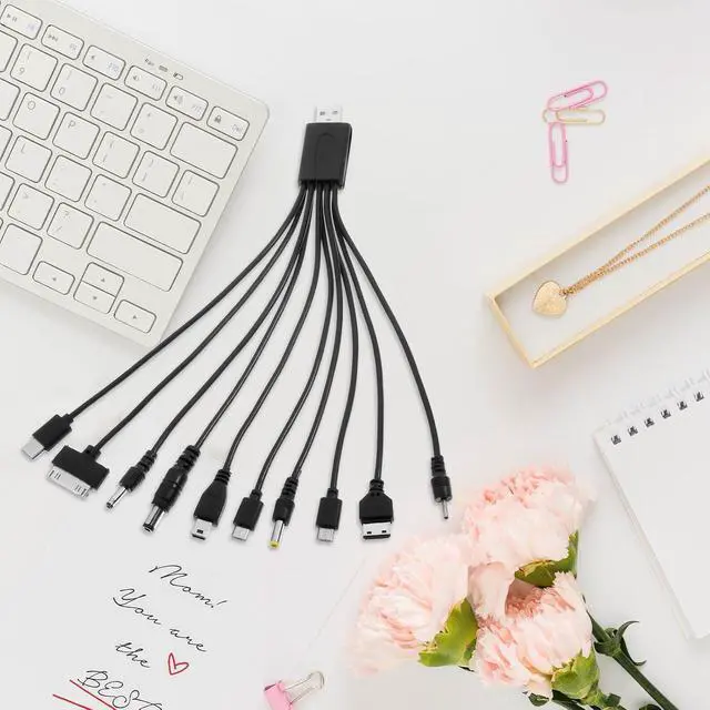 Alt view image 11 of 14 - 10 in 1 USB Cables Universal USB to Multi Plug Cell Phone Charger Universal Multiple Charging Cord Charging Cable with 10 Ports for Cell Phones Speaker MP3 MP4