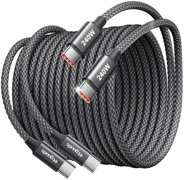 Alt view image 8 of 14 - 240W USB C to USB C Cable 10ft 2-Pack Super Fast Charging Type C Charger Cord for iPhone 17 16 15 Series Galasy S25 S24 for MacBook iPad Deck Switch USBC Laptop