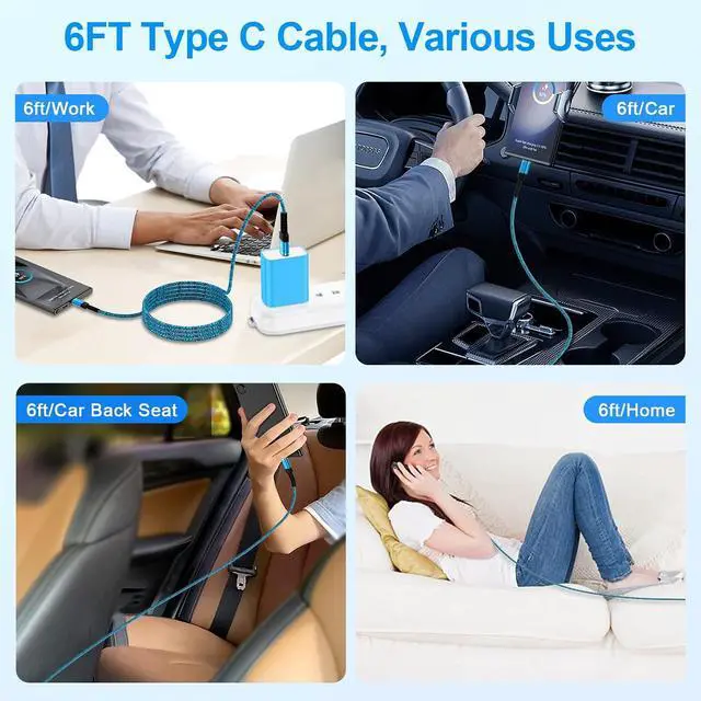 Alt view image 14 of 14 - Fast Charger Cable USB C 2 Pack 6ft 3.1A Android Charger Power Charging Cord Compatible for Moto G Stylus 5G 2024 G Power 2026 2025 G 5G 2025 Edge 2023 Razr G Play 2022 2021 Edge 50 One 5G Ace