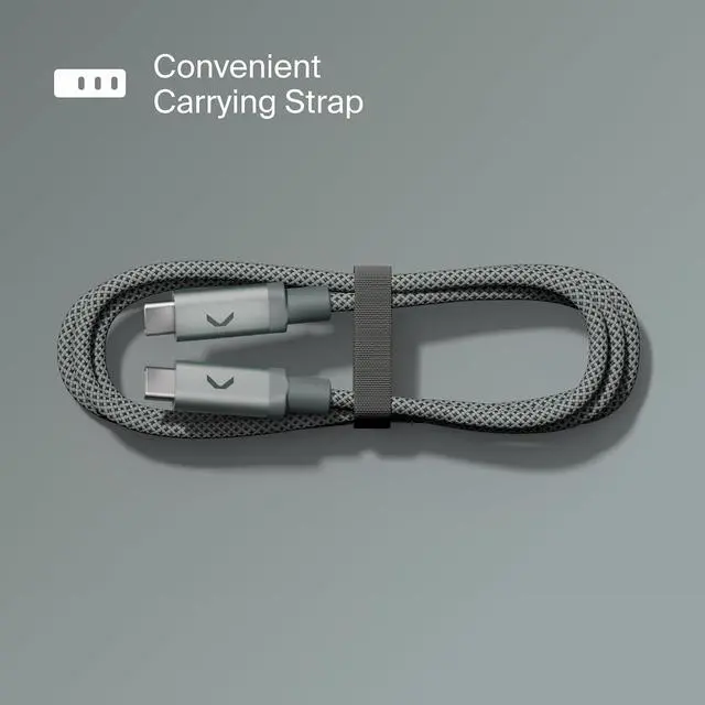 Alt view image 14 of 14 - Chain Nylon Cable 100W USB-C to USB-C USB 3.2 6.5ft Muted Gray