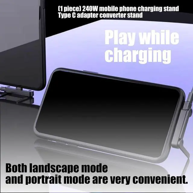 Alt view image 10 of 14 - Invisible Foldable Holder Charger Cable with Stand 240w Fast Charging Stand Sideways Data Cables with 360° Invisible Stand Detachable 2 in 1 Phone Holders for Gaming Office Car Travel
