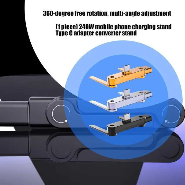 Alt view image 12 of 14 - Invisible Foldable Holder Charger Cable with Stand 240w Fast Charging Stand Sideways Data Cables with 360° Invisible Stand Detachable 2 in 1 Phone Holders for Gaming Office Car Travel