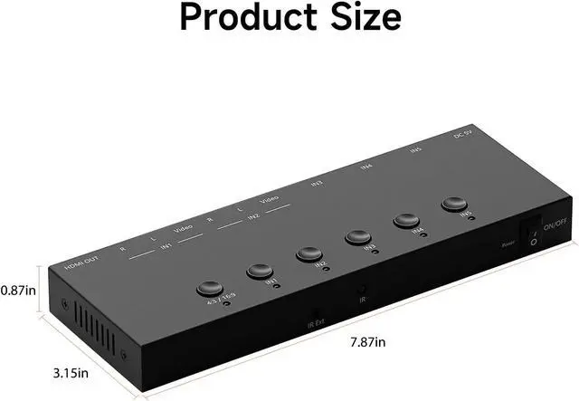 Alt view image 2 of 7 - 5 in to 1 Out RCA/HDMI Switcher3 Way HDMI 2.0 + 2 RCA to HDMI Converter Support 4:3/16:9 4K and 3D for PS1/2/3/4/5 N64 SNES Switch DVD etc.