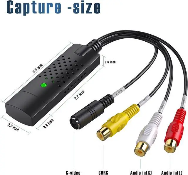Alt view image 7 of 7 - Capture Card USB Video Capture Card Device Audio Video Converter Grabber for RCA to USB-Convert VHS Mini DV VCR Hi8 DVD to Digital for PC TV Tape Player Camcorder MAC Windows Vista Compatible
