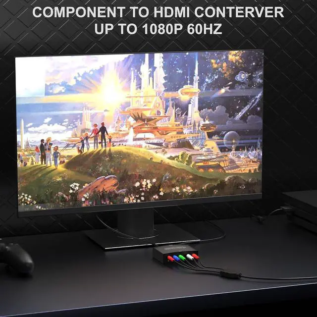 Alt view image 3 of 7 - Component to Hdmi Converter YPbPr + R/L Audio to HDMI Converter Aluminum Alloy RGB to Hdmi Adapter 5RCA RGB Video Audio Converter Support 1080p 60Hz for PS2/PS3/Xbox 360