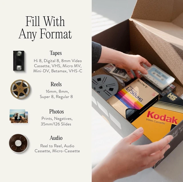 Alt view image 3 of 7 - 3 Items | Transfer Old Media to Digital | VHS to Digital Converter | Photo Slides and Negatives | Camcorder Tapes Film Reels Audio Cassettes | Cloud USB or DVD