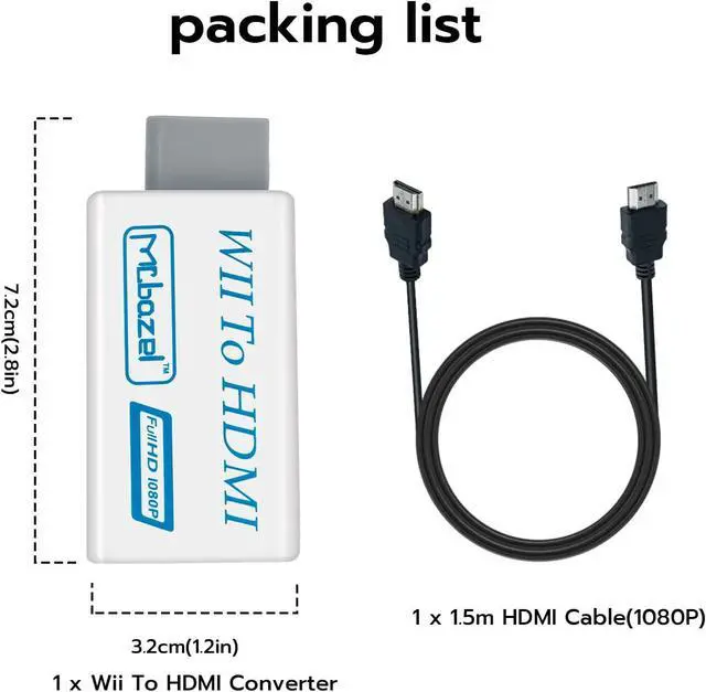 Alt view image 7 of 7 - Wii to HDMI Adapter Wii to HDMI Converter with 1.5m Cable 1080P Wii Video Audio Signal Converter 1080P Full HD with 3.5mm Stereo Audio Port for Wii Console HDMI Monitor HDTV Video Projector