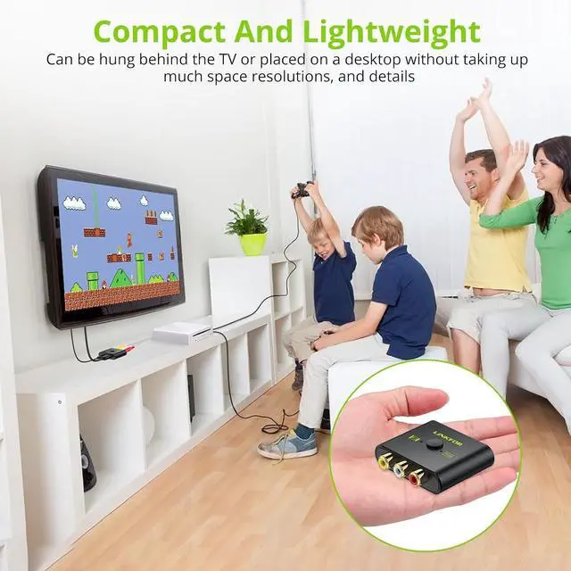 Alt view image 6 of 7 - RCA to HDMI Converter 1080P AV to HDMI Converter 16:9/4:3 Conversion Mini Composite CVBS Audio Video Adapter Supports PAL/NTSC for Wii/PS1/PS2/N64/Xbox
