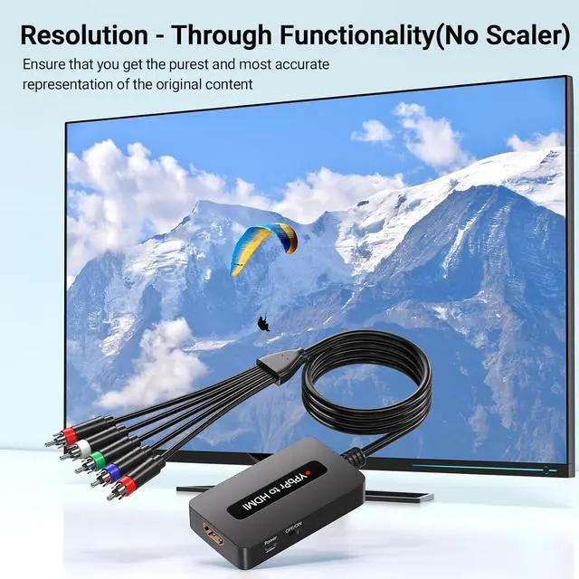 Alt view image 3 of 7 - 1080P Component to HDMI Converter YPbPr to HDMI Adapter with Male YPbPr Connector - for Connecting DVD/STB with Female Component Output to HDTVs