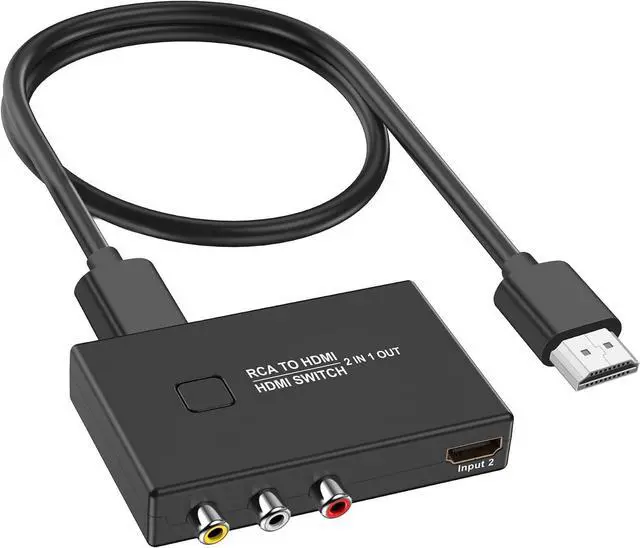 Main image of RCA to HDMI Converter AV to HDMI Converter Adapter 2 in 1 Out(1 RCA and 1 hdmi in) with HDMI Cable Support 4K@30Hz 3D 1080P for VHS VCR Xbox Blue-Ray DVD Players