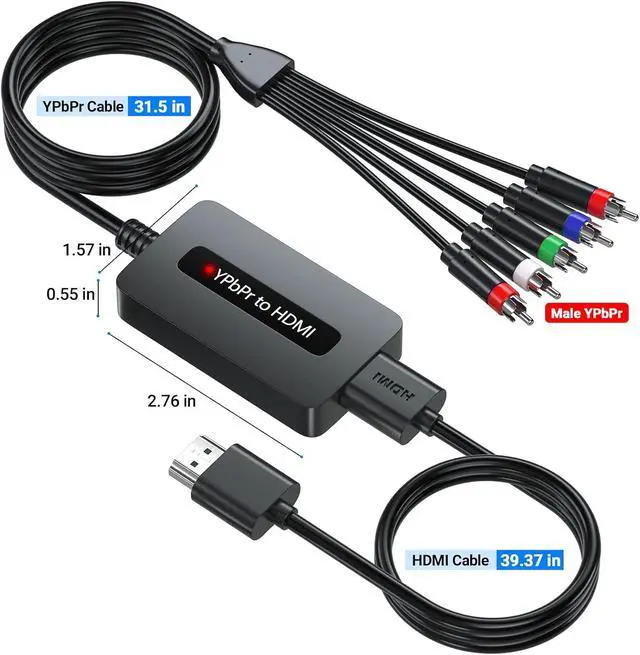 Alt view image 6 of 7 - 1080P Component to HDMI Converter YPbPr to HDMI Adapter with Male YPbPr Connector - for Connecting DVD/STB with Female Component Output to HDTVs