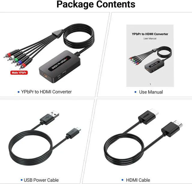 Alt view image 7 of 7 - 1080P Component to HDMI Converter YPbPr to HDMI Adapter with Male YPbPr Connector - for Connecting DVD/STB with Female Component Output to HDTVs