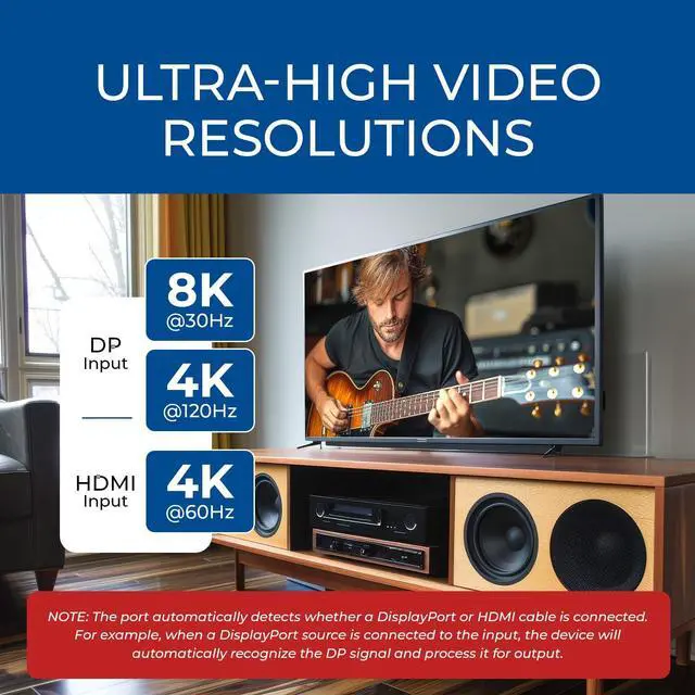 Alt view image 6 of 7 - 8K DP|HD Audio Extractor & Converter SPDIF + 3.5mm Output HDCP 2.3 8K@30Hz DP / 4K@60Hz HDMI Dolby Digital/DTS CEC HDR Dolby Vision (DPHD-912)