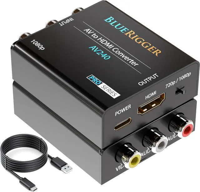 Main image of RCA to HDMI Converter (1080p Unidirectional A/V Composite to HDMI Adapter CVBS Audio Video Converter PAL/NTSC AV to HDMI) - Compatible with PS2 PS3 Xbox DVD Player VCR VHS Blu-Ray