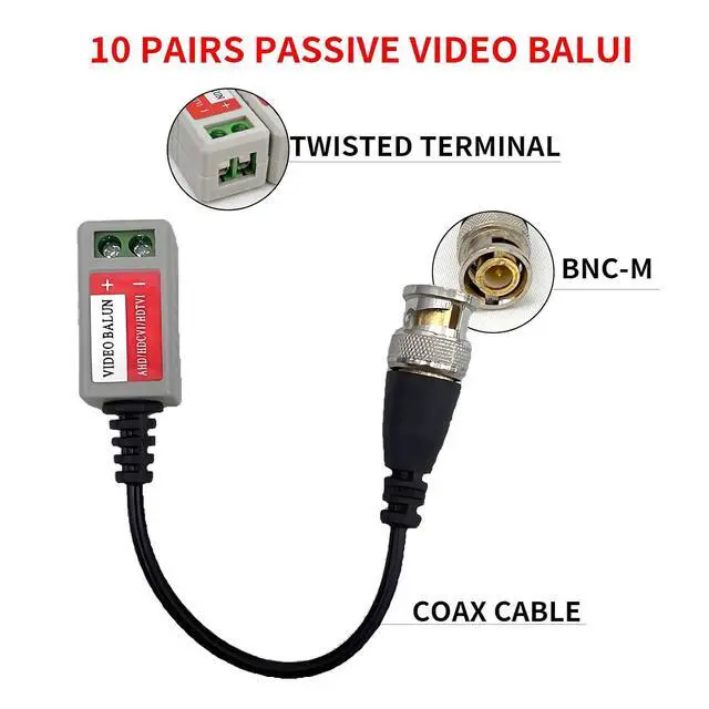 Alt view image 5 of 5 - Video Balun Connectors 10 Pairs Cat5 HD Mini CCTV BNC Passive Transceivers for CCTV Security Camera System (10 Pack Video balun202)