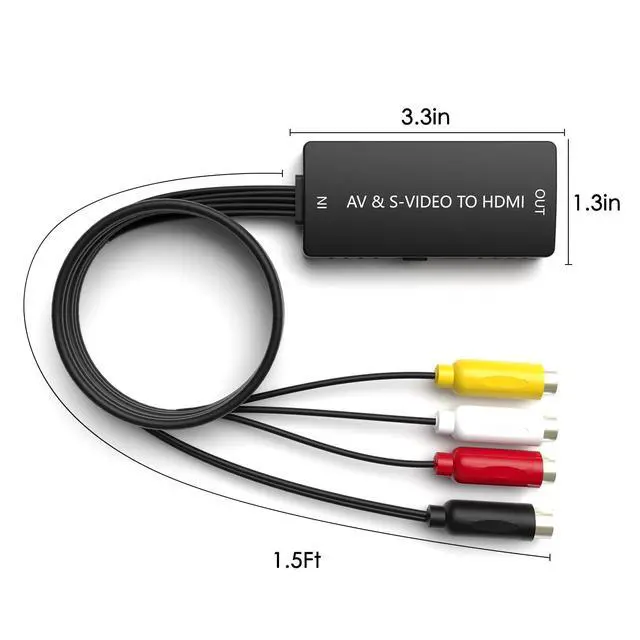Alt view image 6 of 7 - RCA/S-Video to HDMI Converter S Video+ AV to HDMI Converter with (RCA and Svideo Integrated) Compatible for PAL/NTSC/TV/PC/PS1/PS2/ STB/Xbox/VHS/VCR/DVD