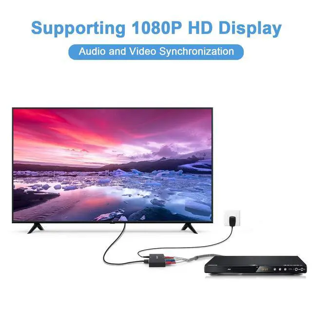 Alt view image 5 of 7 - Component to HDMI Converter with 1.2 Meter HD Cable 1080P 5RCA YPbPr to HDMI Converter