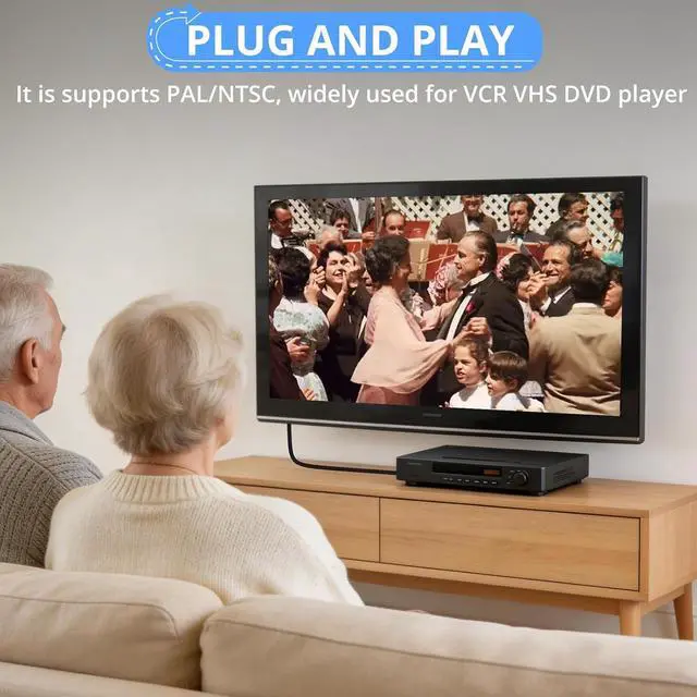Alt view image 5 of 7 - 1080P RCA to HDMI Converter Male Cable 5ft - Lossless Transmission 16:9/4:3 Switch Pro AV to HDMI Adapter for VCRs/VHS/DVD Player Mini Composite CVBS Audio Video Adapter PAL NTSC Support