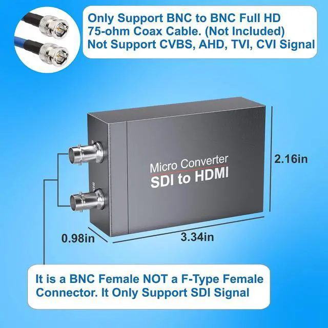 Alt view image 4 of 7 - SDI to HDMI Converter Support 1080p HD/3G/SD-SDI to HDMI Video Audio Converter for Camera Monitor Projector BNC to HDMI Adapter with SDIloopout