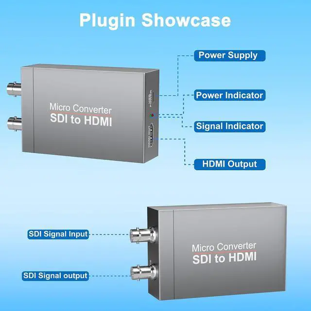 Alt view image 6 of 7 - SDI to HDMI Converter Support 1080p HD/3G/SD-SDI to HDMI Video Audio Converter for Camera Monitor Projector BNC to HDMI Adapter with SDIloopout