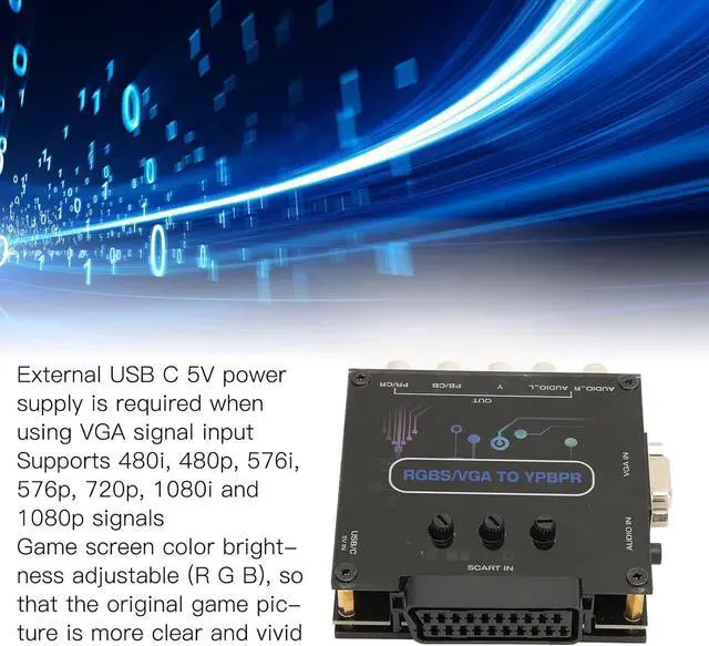 Alt view image 2 of 7 - RGBS VGA SCART to YPBPR Component Converter, Color Difference Component, Support Sound Left and Right Channel Input SCART