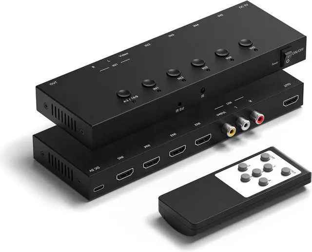 Main image of 5 in 1 Out HDMI/AV Switch 4K-HD MI+1AV to HDMI Converter Support HDR & HDCP 2.2 & Full 3D with IR Remote Control Compatible with Sega/Xbox/PS1/PS2/Nintendo Switch Xbox / TV