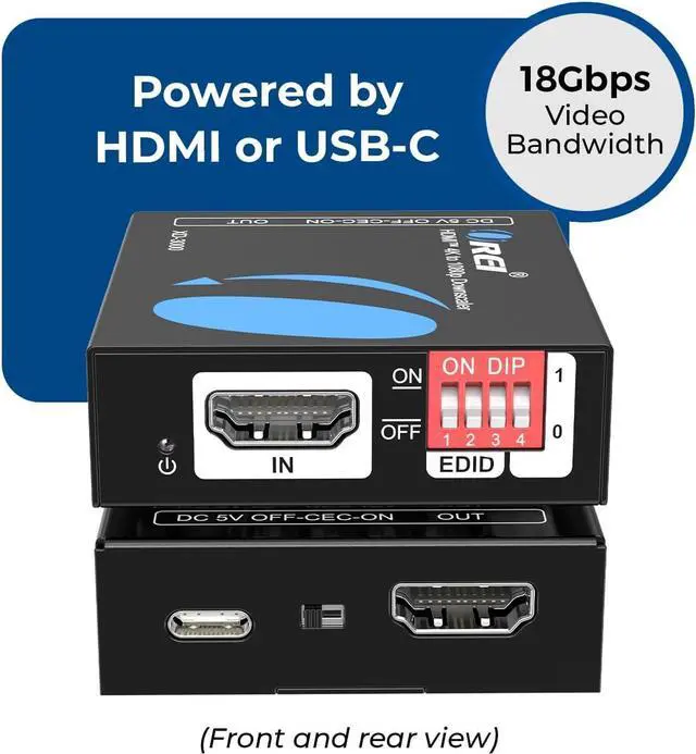 Alt view image 2 of 7 - XD-3000 HDMI Downscaler 18Gbps HDMI 2.0 Converter with 4K@60Hz (4:4:4) HDCP 2.2 EDID Management CEC Block USB-C Power