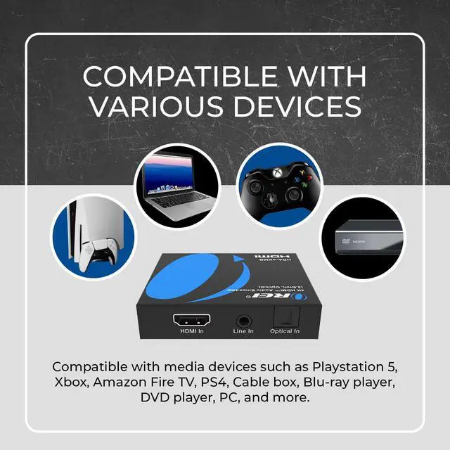 Alt view image 4 of 7 - 4K HDMI Audio Embedder Audio Embedder Inserter Digital Analog Audi + DVI to HDMI Support TOSLINK Optical 3.5mm Jack AUX Sound Input 4K60Hz 18Gbps HDR HDCP2.2