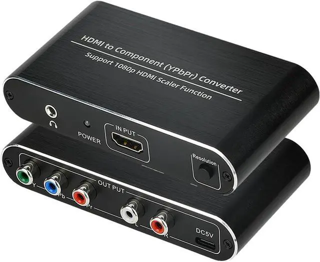Main image of HDMI to Component Converter HDMI to YPbPr 5RCA RGB Converter with Scaler Function up to 1080P@60Hz Supports Video Audio Converter Adapter for TV Stick DVD PS3 Etc Black