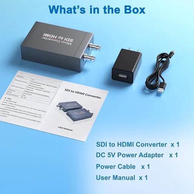 Alt view image 7 of 7 - SDI to HDMI Converter Support 1080p HD/3G/SD-SDI to HDMI Video Audio Converter for Camera Monitor Projector BNC to HDMI Adapter with SDIloopout