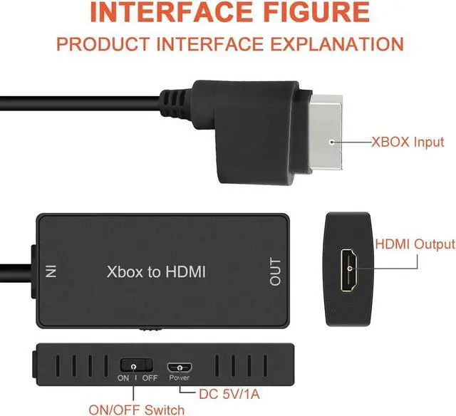 Alt view image 2 of 6 - Xbox 360 to HDMI Converter HD Link Cable for Xbox360 HDMI Adapter Support 720P/1080P Compatible with Xbox 360 and Slim